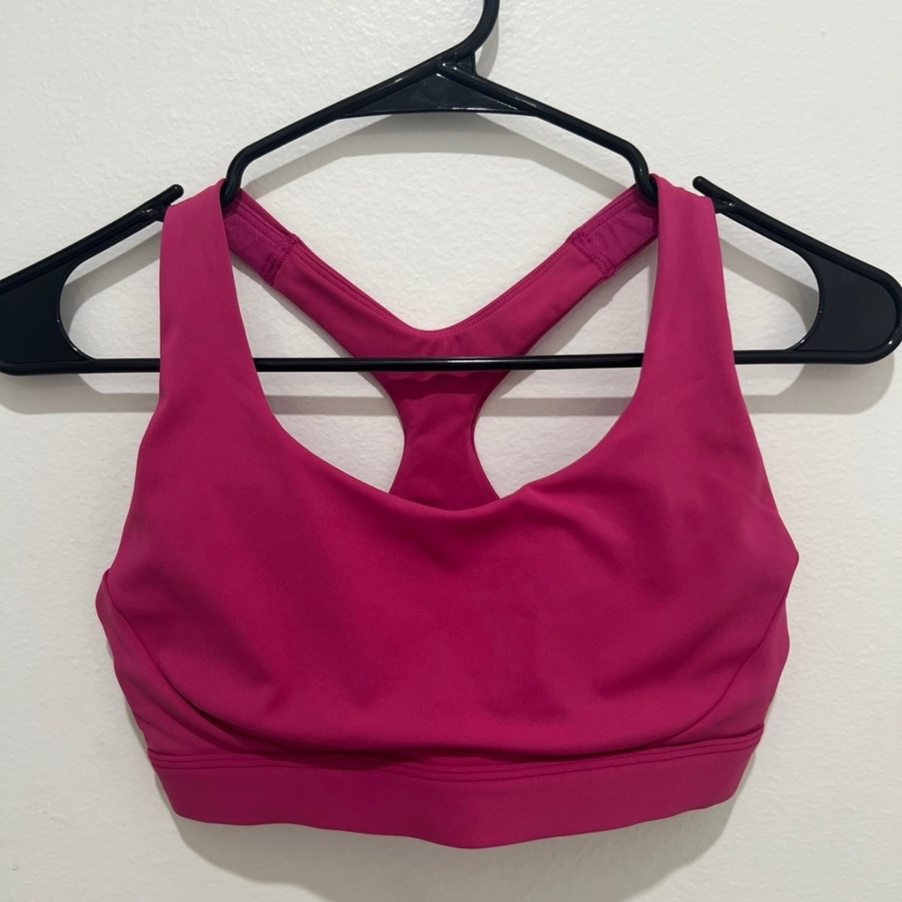 Athleta Pink Racerback Sports Bra with Moisture-Wicking Fabric